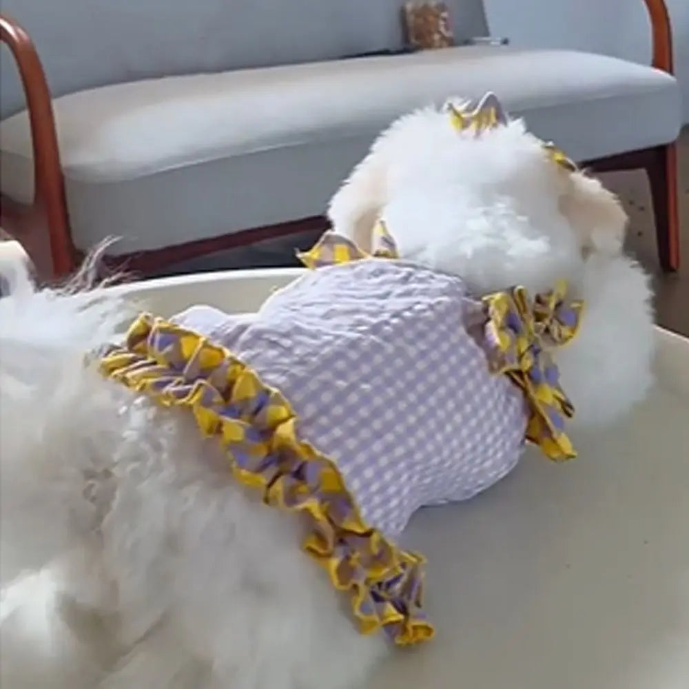 Comfortable Cute Pet Plaid Lace Vest Fashion Soft Pet Summer Princess Skirt Breathable Cat Dress for Puppy Kittens Oasis Select