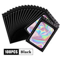 500Pcs Holographic Ziplock Bags Plastic Laser Iridescent Zip Bags for Manicure Eyelash Display Earrings Ring Jewelry Storage Bag Oasis Select Black 6x10 100PCS