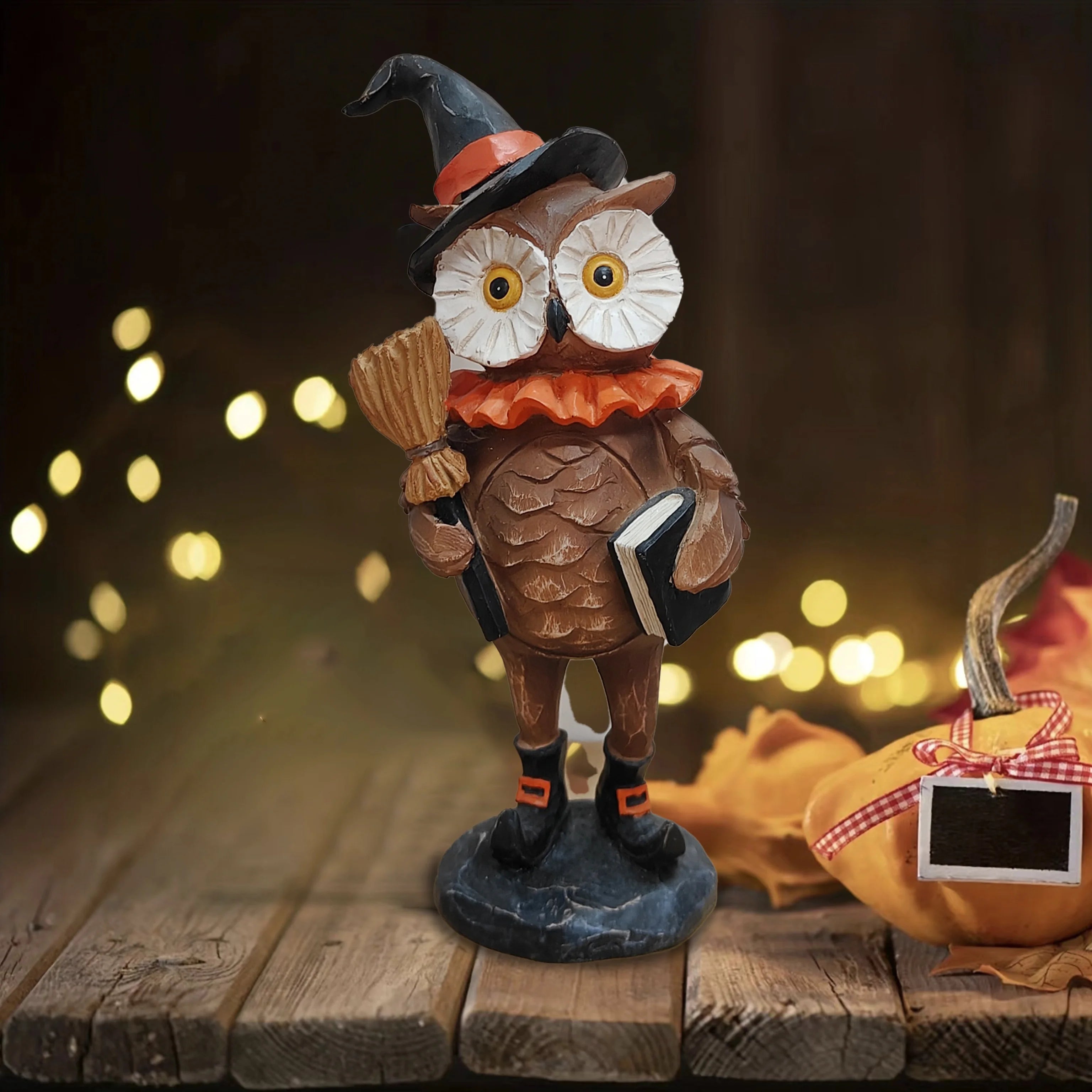 Halloween pumpkin / owl / black cat figurine ornaments, suitable for Halloween decoration and autumn home decoration Oasis Select Owl