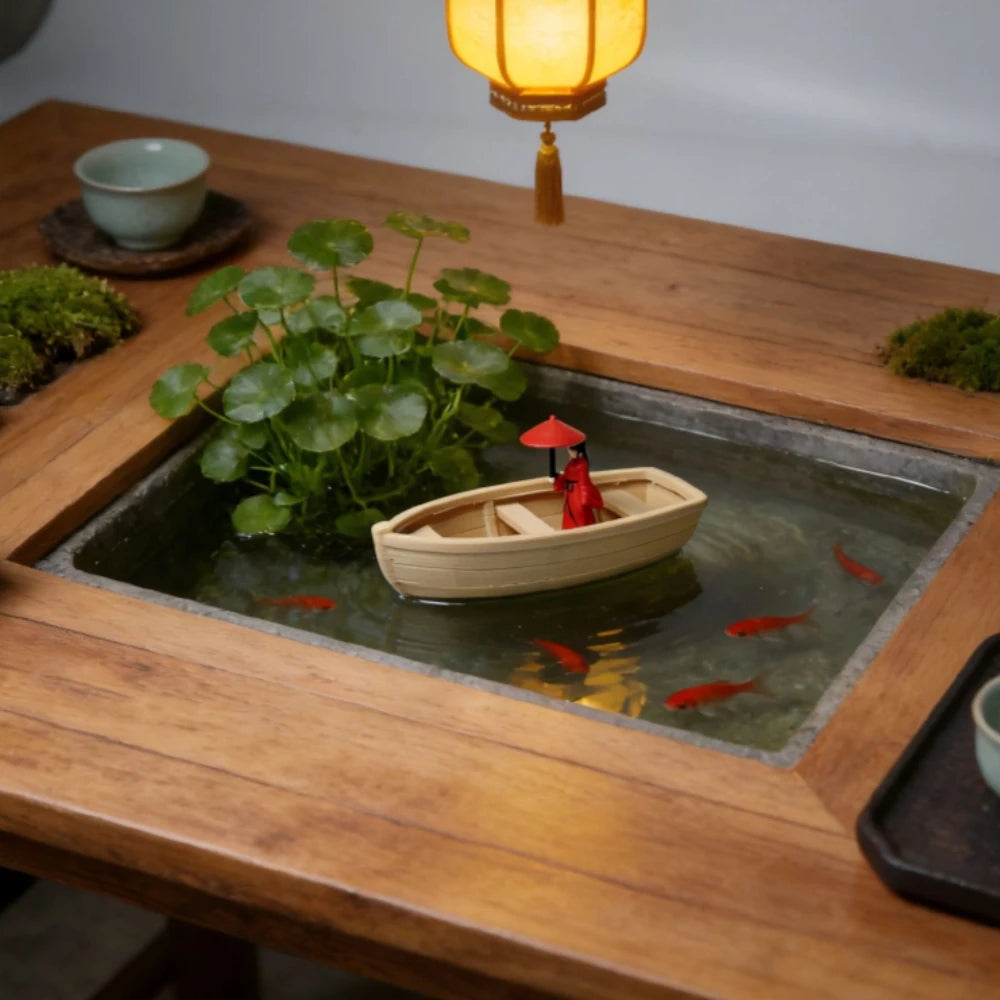 Floating Miniature Boat Micro Landscape Ornament Fish Tank Landscaping Special Home Living Room Desktop Mini Boat Ornament Decor Oasis Select
