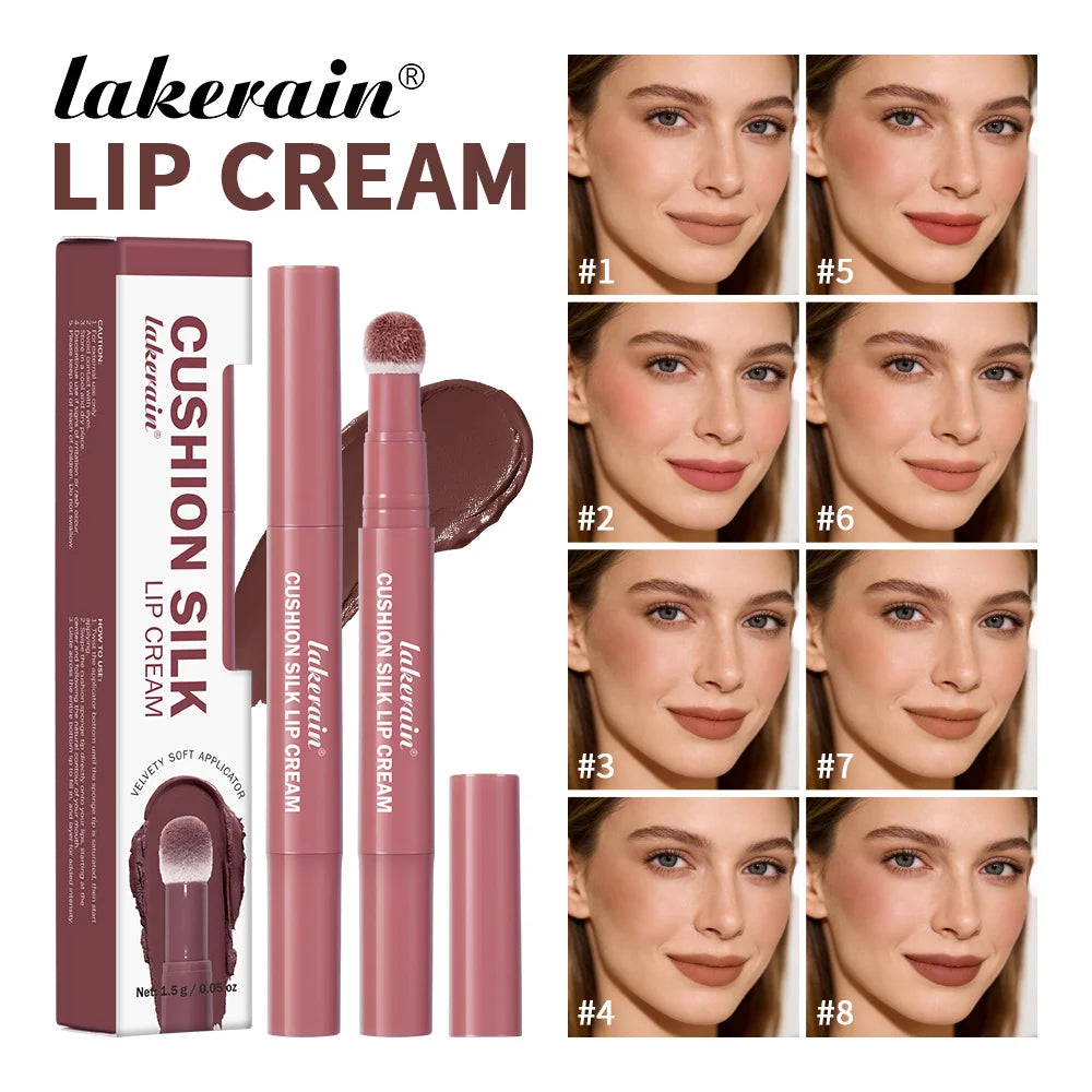 Cushion Silk Lip Cream Long Lasting Wear Waterproof Non Transfer Formula Matte Velvety Finish Lip Glaze Natural Cosmetics Oasis Select