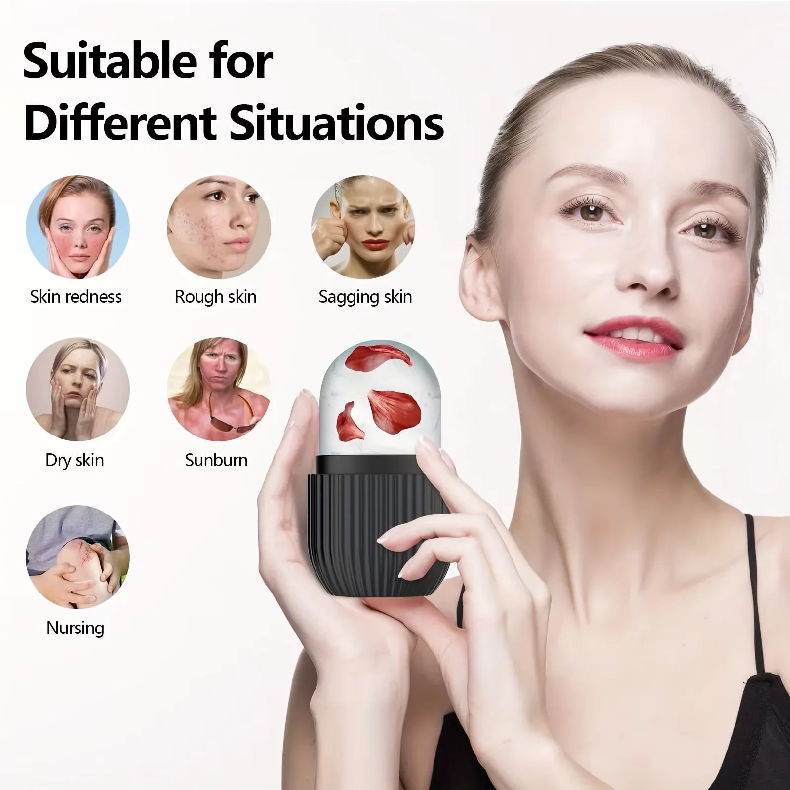 Silicone Ice Roller Massager for Face & Eyes | Cooling Skin Care Ice Roller Massager Oasis Select