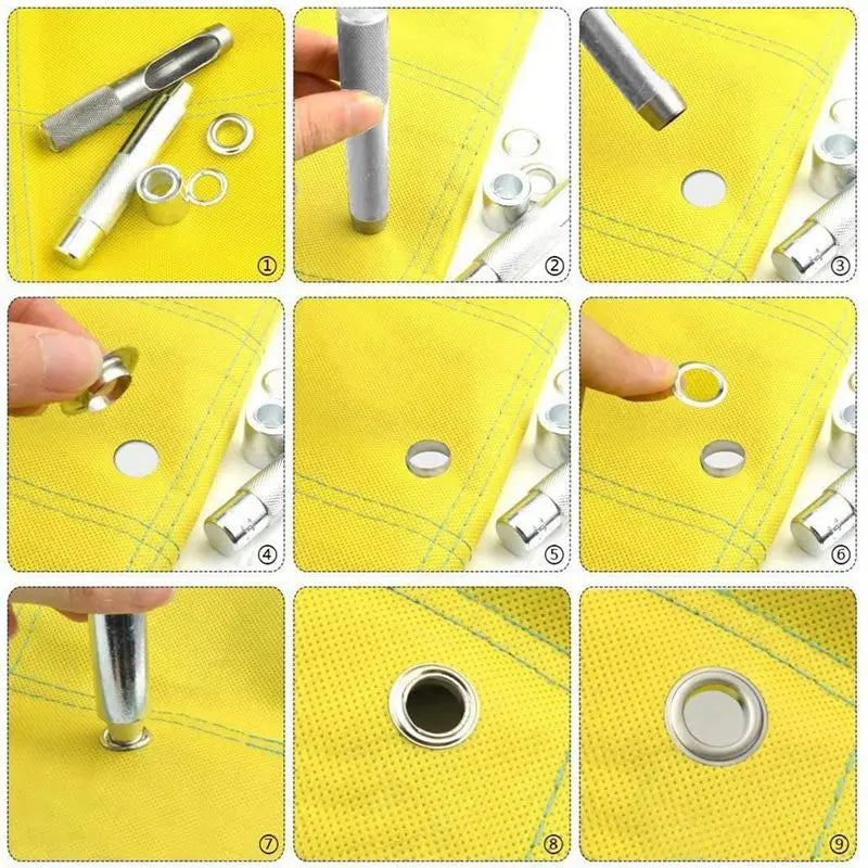 LIKE WISH 12Mm Grommet Tool Kit, 100 Sets Grommets Eyelets Punch Kit, Tarpaulin Repair Kit, For Fabric Curtains Leather Shoes Ba Oasis Select