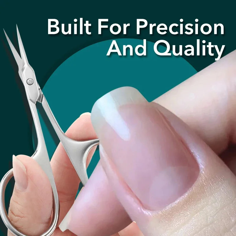 Compact Size Stainless Steel Cuticle Scissors - Curved Blade Nail Manicure Tool for Eyebrow Eyelash Dry Skin Multi-purpose Oasis Select