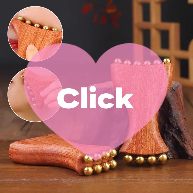 Brass Gold Bead Facial Fascia Lifting Tool Cheek Beauty Massage Gua Sha Lymphatic Drainage Massager Trigger Point Relaxation Oasis Select