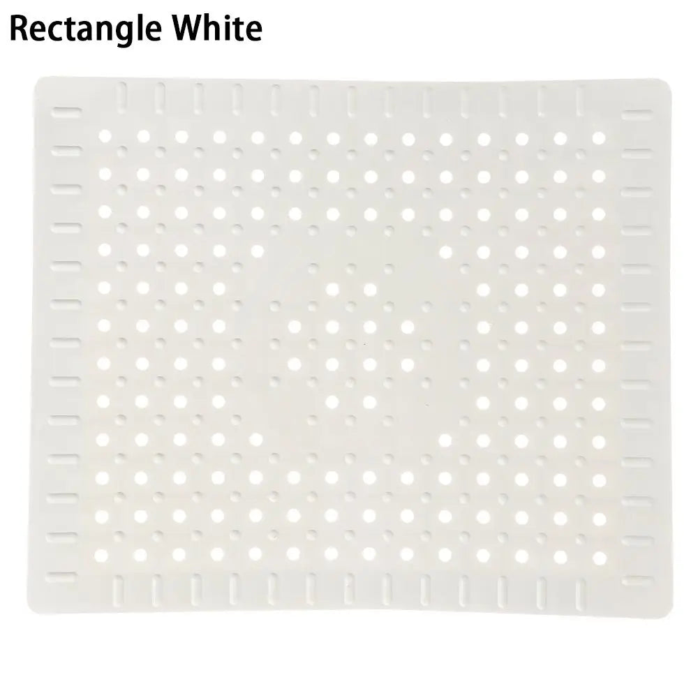Multifunctional Rubber Sink Mat Non-Slip Durable Sink Strainer Drain Mats Protector Tableware Home & Kitchen Accessories Oasis Select White-Rectangle