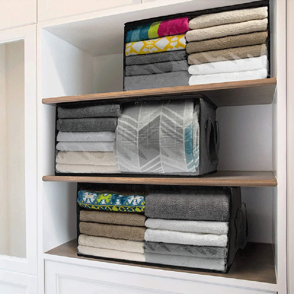Large Capacity Clothes Storage Bag Non-Woven Foldable Quilt Storage Bag with Lids Zipper Wardrobe Clothing Organizer Sorting Box Oasis Select
