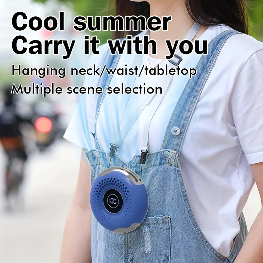 URGGU Rechargeable Neck Fan – 3-Speed Portable USB Cooling Fan