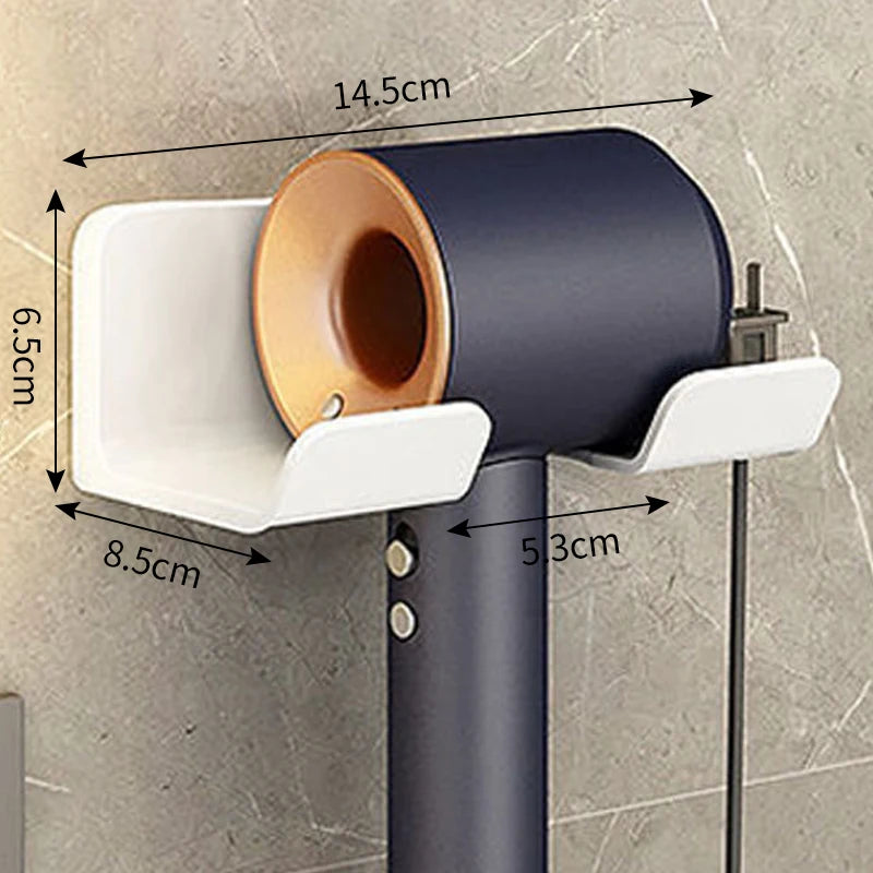 Hair Dryer Holder Wall Mounted Wall Dryer Cradle white black greyHairdryer Blow Dryer Organizer for Bathroom Bathroom Shelves Oasis Select A-White-3pcs