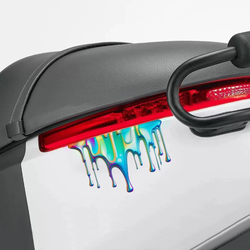 Reflective Vinyl Car Decal Featuring Dopamine Coloured Fluid Paint; Suitable for Bumpers or Side Body Oasis Select