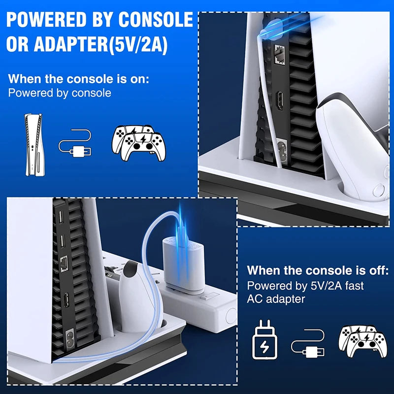 PS5 Cooling Fan Stand & Dual Controller Charging Station