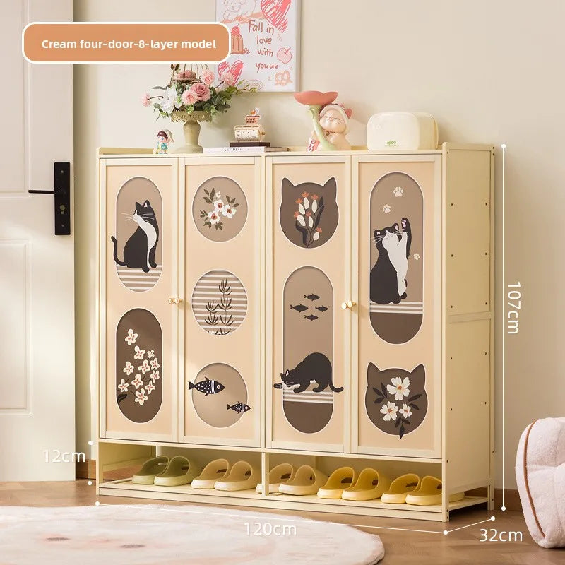 Shoe cabinet Home entrance Multi-layer entrance Large capacity storage Shoe rack Storage cabinet Oasis Select Four doors and 8