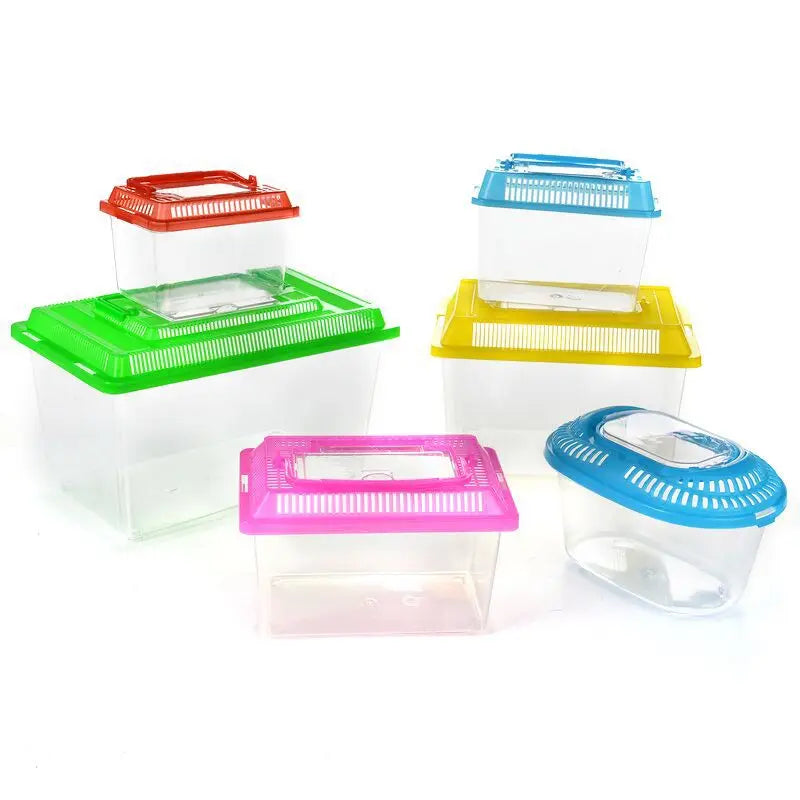 Portable Handheld Plastic Fish Tank Transparent Cutout Design For Turtle PetFish Oasis Select