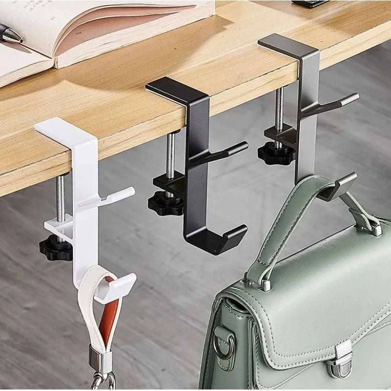 1pcs Metal Desk Clamp Bag Holder Adjustable Handbag Hanger Hook Portable Space Saving Backpack Organizer for Office Oasis Select