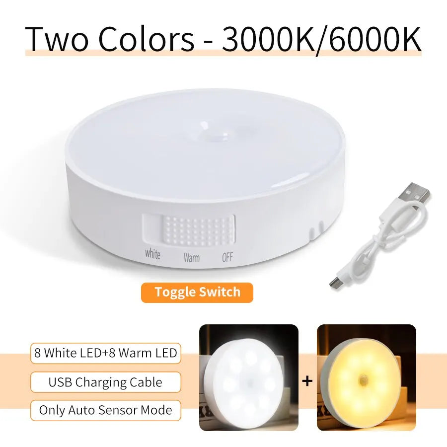 Rechargeable LED Motion Sensor Night Light | Cabinet & Closet Motion Sensor Night Light Oasis Select Two Colors in One