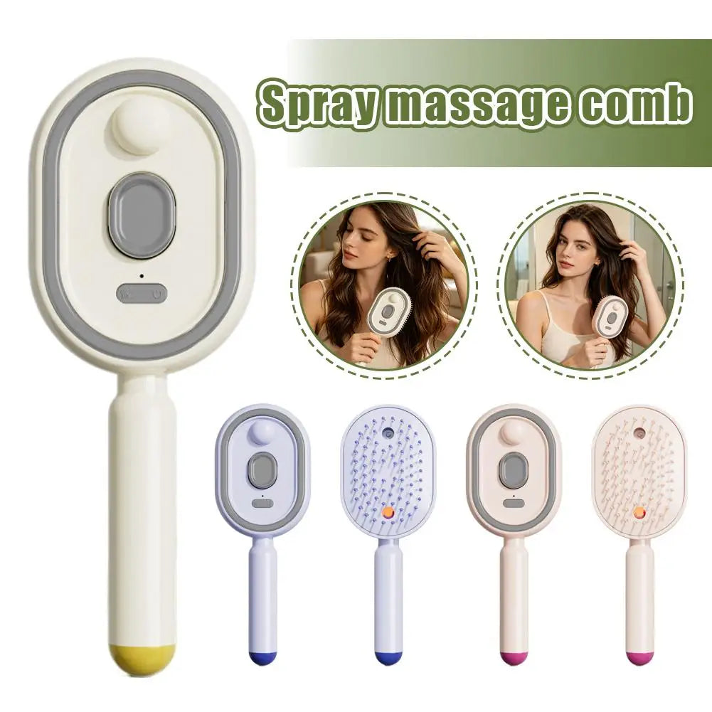 Multifunctional Rechargeable Atomizing Brush Combine Spray Massage Self Clean Anti Static To Complete Hair Oil Coating Easily Oasis Select