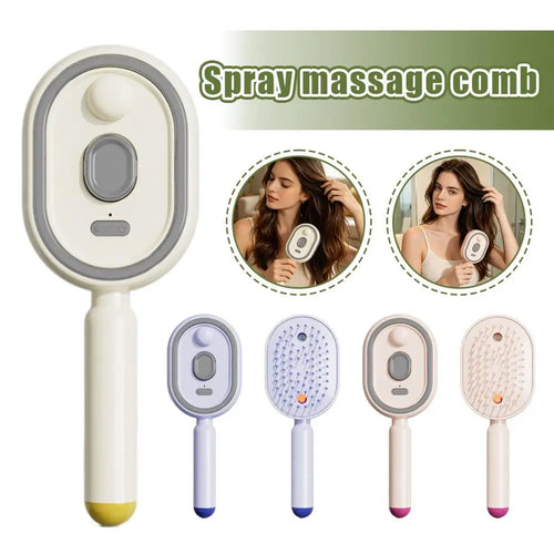 Multifunctional Rechargeable Atomizing Brush Combine Spray Massage Self Clean Anti Static To Complete Hair Oil Coating Easily Oasis Select