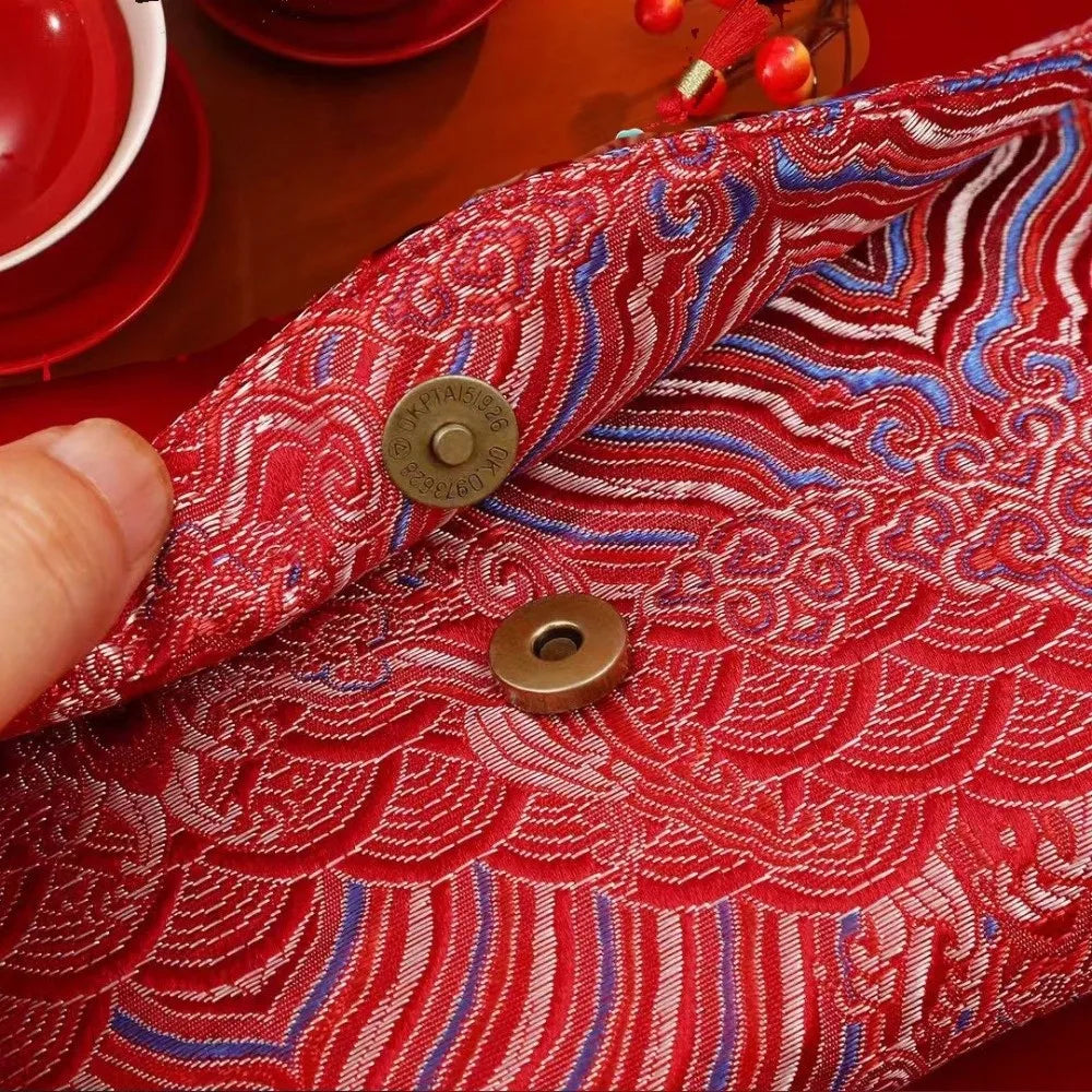 New Fabric Red Envelope Red Color Big Capacity Money Pocket Embroidery HongBao Spring Festival Oasis Select