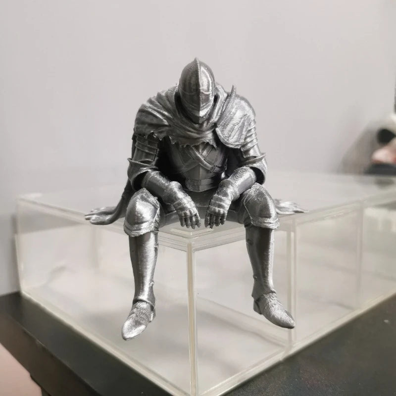 3D Printed Knight Figurine Retro Armored Warrior Desk Edge Ornament Medieval Style Tabletop Statue Collectible Gift for Medieval Oasis Select