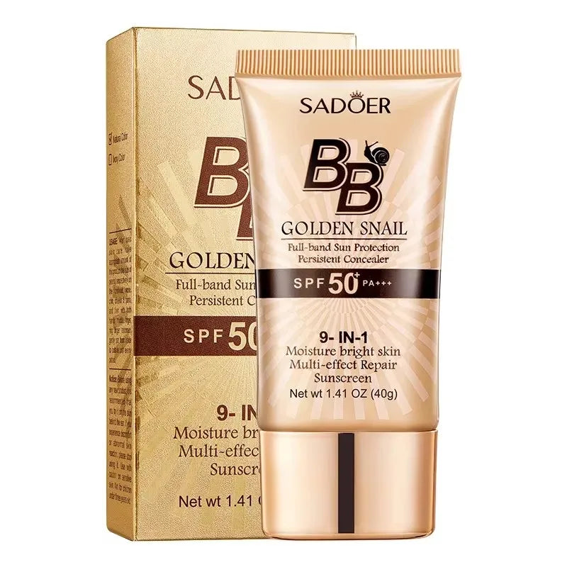 SADOER Gold Snail Oil-Control Matte BB Cream Foundation Concealer Moisturizing Isolation Cream SPF50+PA+++ 40g Oasis Select 01 Natural