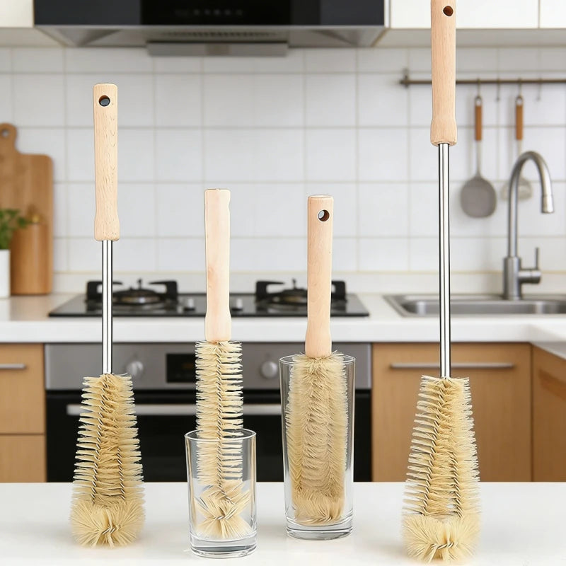 Wooden Bottle Cleaning Brush with Long Handle - Glass Scrubber for Stainless Steel Drink Bottles, Kitchen Tools,Cleaning Tools Oasis Select