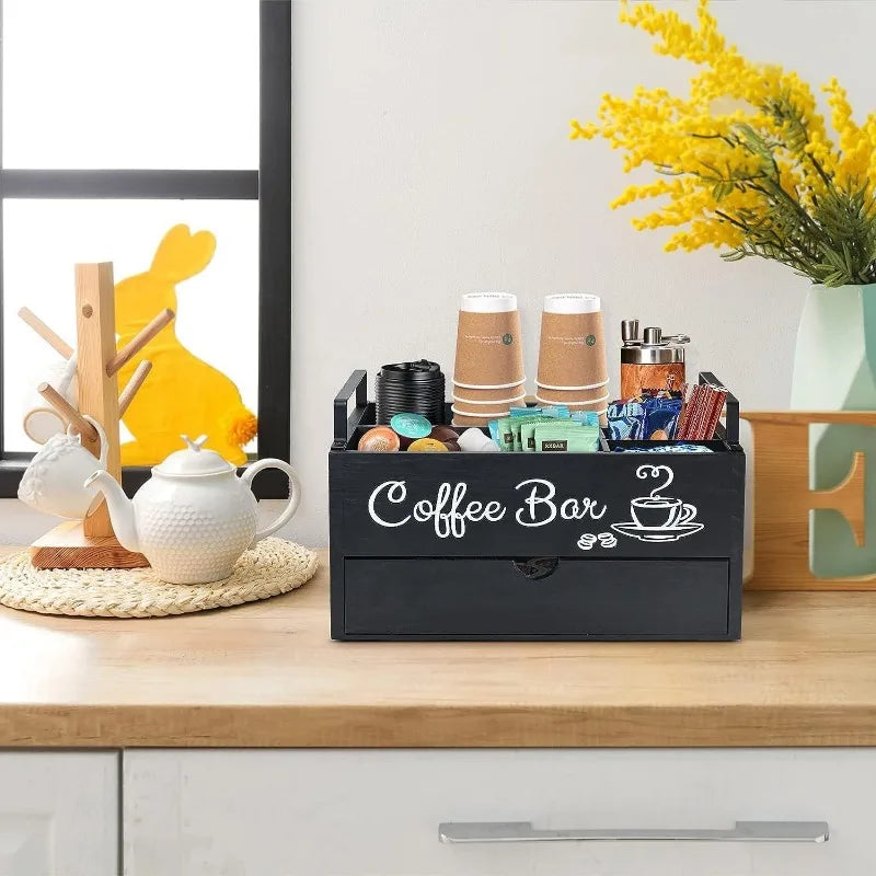 Wooden Coffee Capsule Storage Box Wooden Hand-held Desktop Milk Tea Bag Coffee Capsule Holder Storage Basket Oasis Select