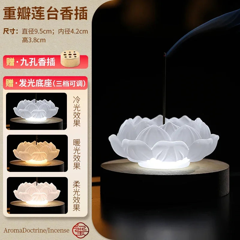 Household Glass Incense Burner for Indoor Lotus Thread Incense Pedestal Decoration Aromatherapy Stove Incense Tray Oasis Select A