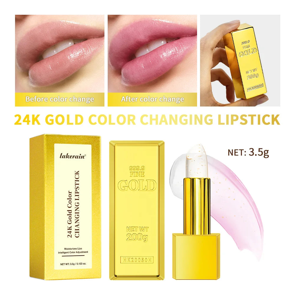 Color Changing Lipstick 2 in 1 Lip Blush Balm 24K Gold Long Lasting Moisturizing Nourishing Lips Plumper Deep Hydration Care Oasis Select