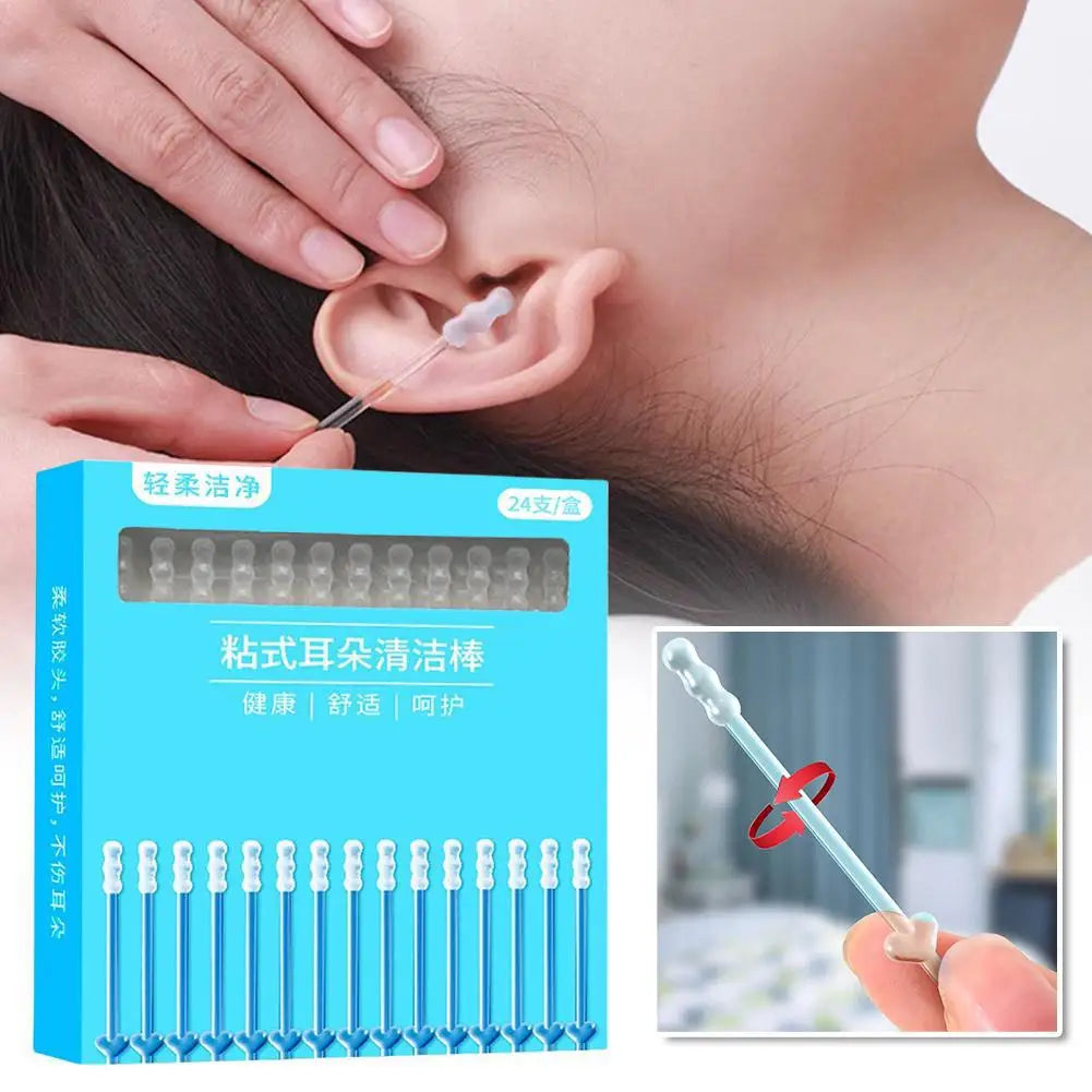 Silicone Sticky Ear Picks 24 Pack – Safe Earwax Remover Ear Cleaning Tool Oasis Select