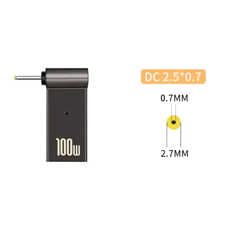 100W USB-C to DC Laptop Charger Adapter for Dell HP Asus Lenovo USB-C Laptop Adapter Oasis Select 2.5-0.7mm
