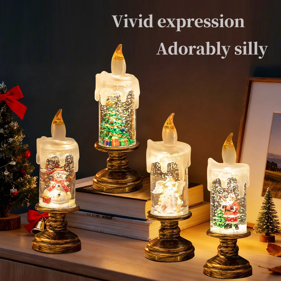 Christmas LED Snowman Crystal Candle Lamp | Flameless Decor LED Candle Lamp Oasis Select