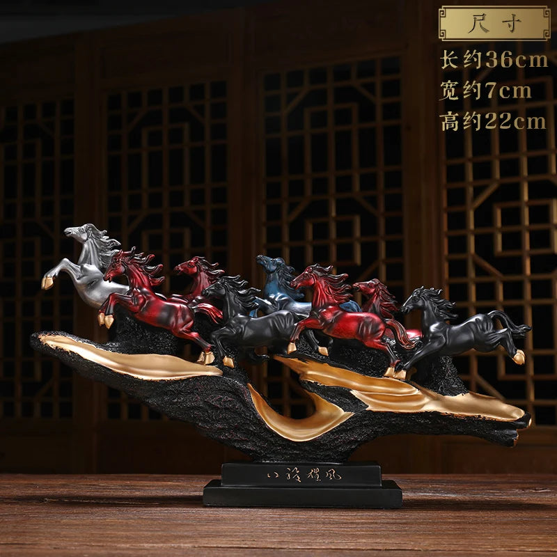 Painted eight horse decorations Chinese Zodiac horses modern Chinese Style TV cabinets porch office decorations Oasis Select A small