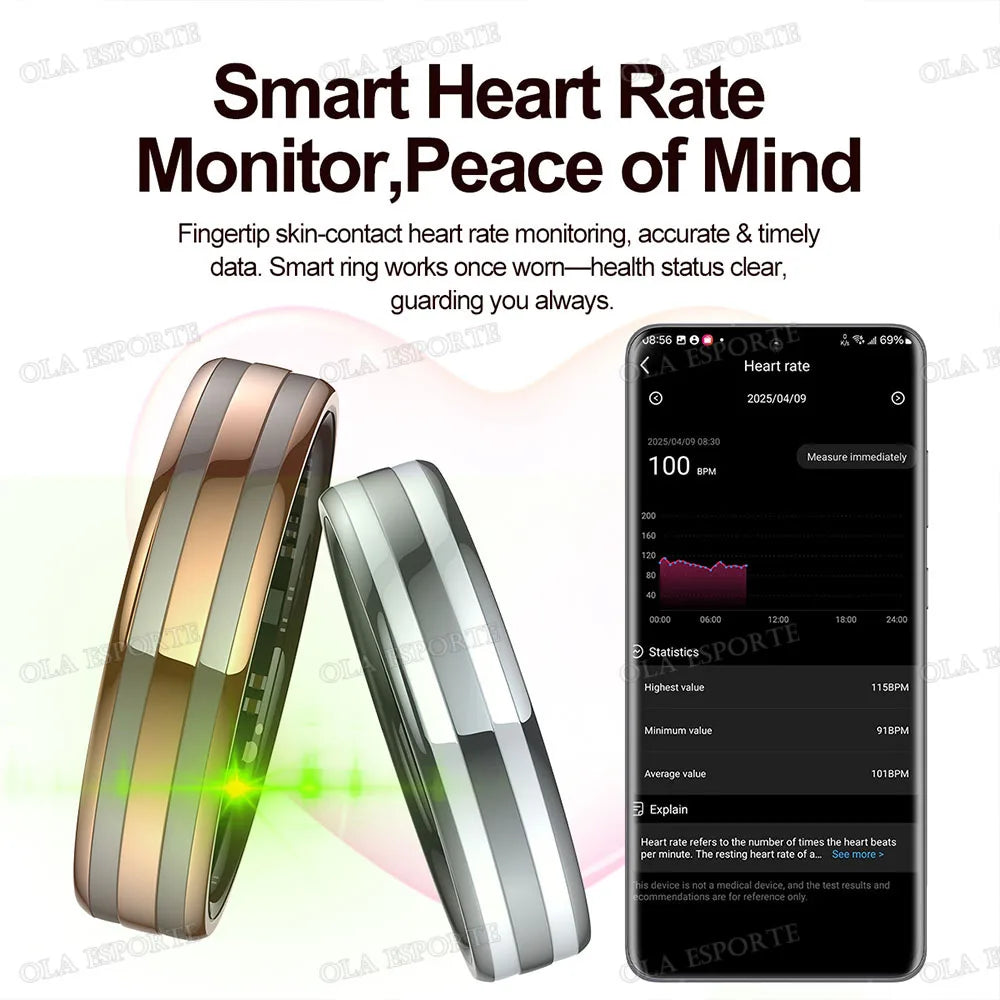 Smart Ring – Heart Rate, SpO2 & Sleep Monitor | Waterproof