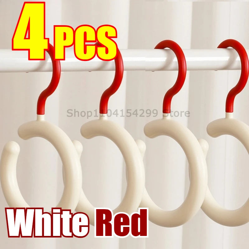 Hat Storage Clothes Hanger Invisible Luxury Multi-Function Hook Home Use New 2025 Plastic Coat Hanger Nordic Sle Adult Closet Oasis Select White-Red4