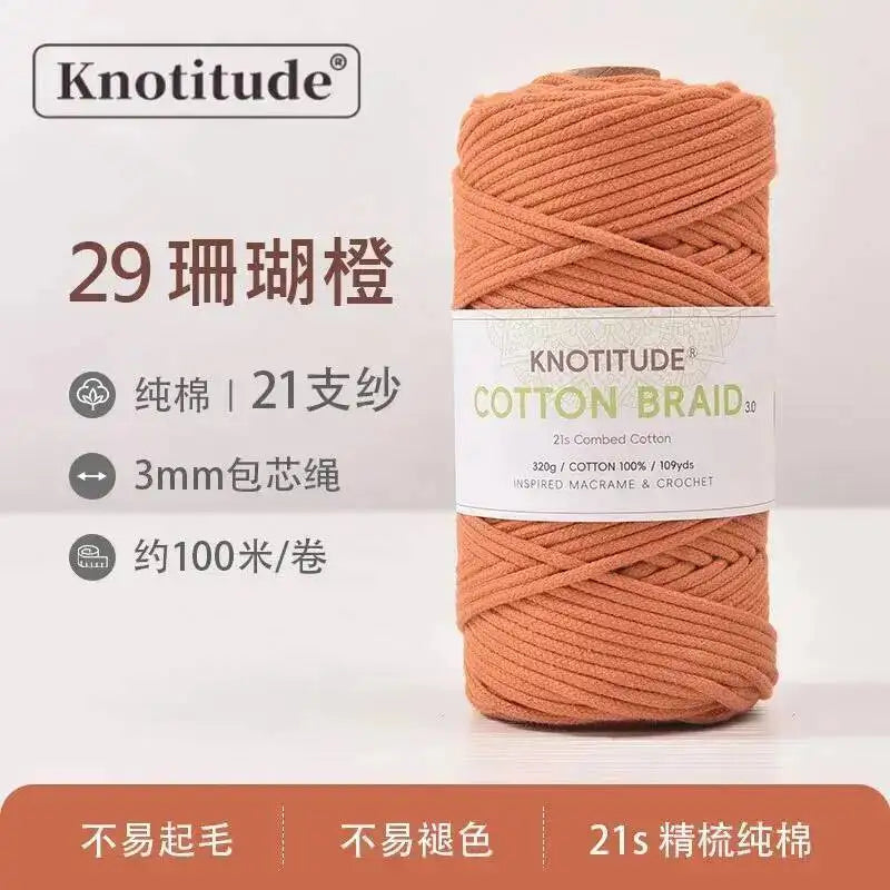 Macrame Braid Cotton Cord 109Yards Pure Rope Bracelet Knots DIY Craft