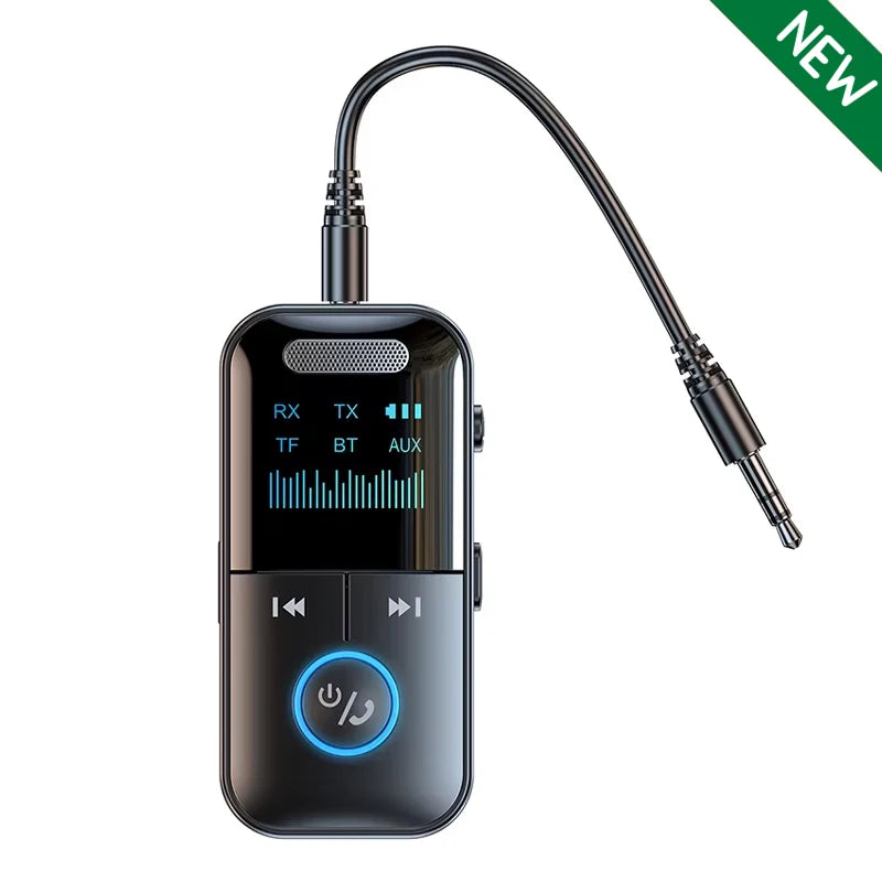 4 in 1 Bluetooth 5.4 Audio Receiver Transmitter 3.5MM AUX TF Card Stereo Music LED Display Wireless Adapter With Mic For Car TV Oasis Select (New) GT-69