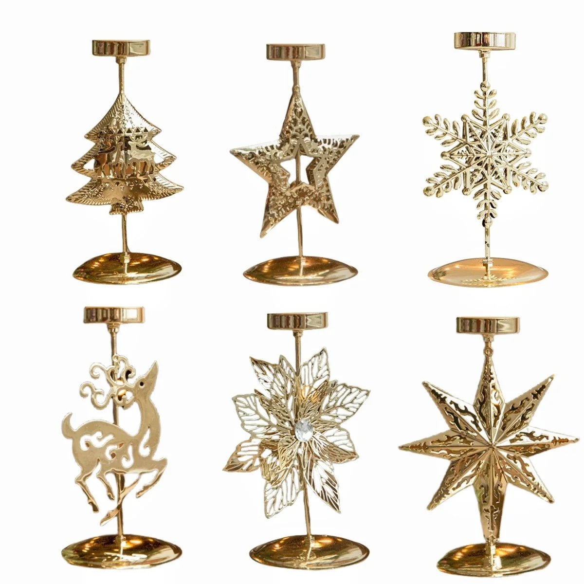 Festive Candle Holder Vintage Candle Holders Christmas Decor Metal Material Versatile Use Vintage Design 17cm Size Oasis Select