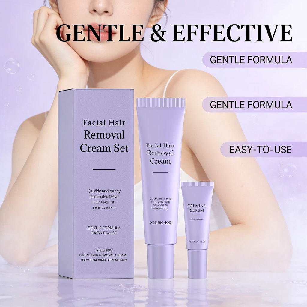 Facial Hair Removal Cream Set Painless Hair Removal Gentle and Non-irritating Remove Mustache Smoothing Moisturizing Face Care Oasis Select