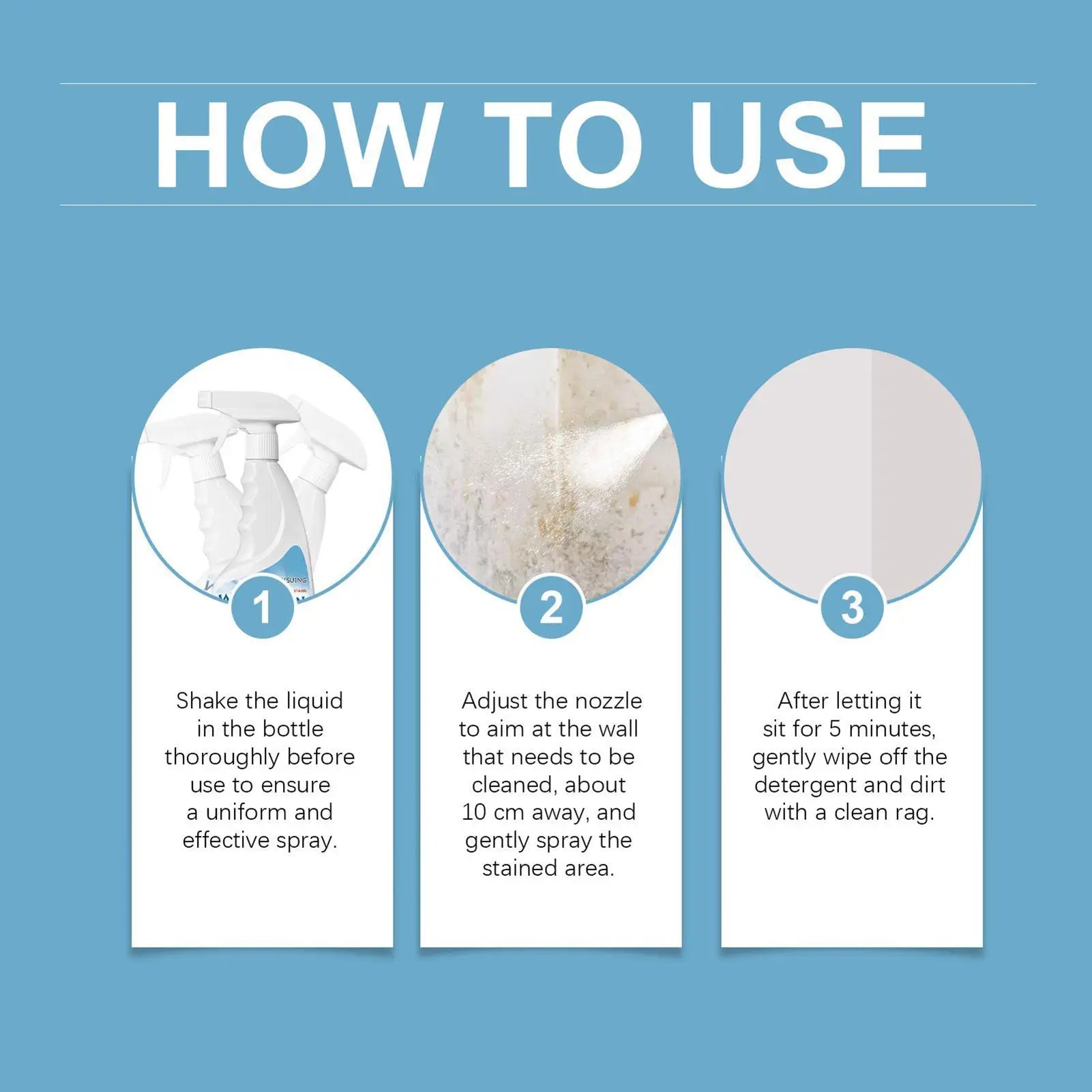 Mould Removal Spray Prevents Mould Regrowth 120ml/500ml Wall Stain Remover Bathroom Wall Mildew Cleaner Stain Spray Remover Oasis Select
