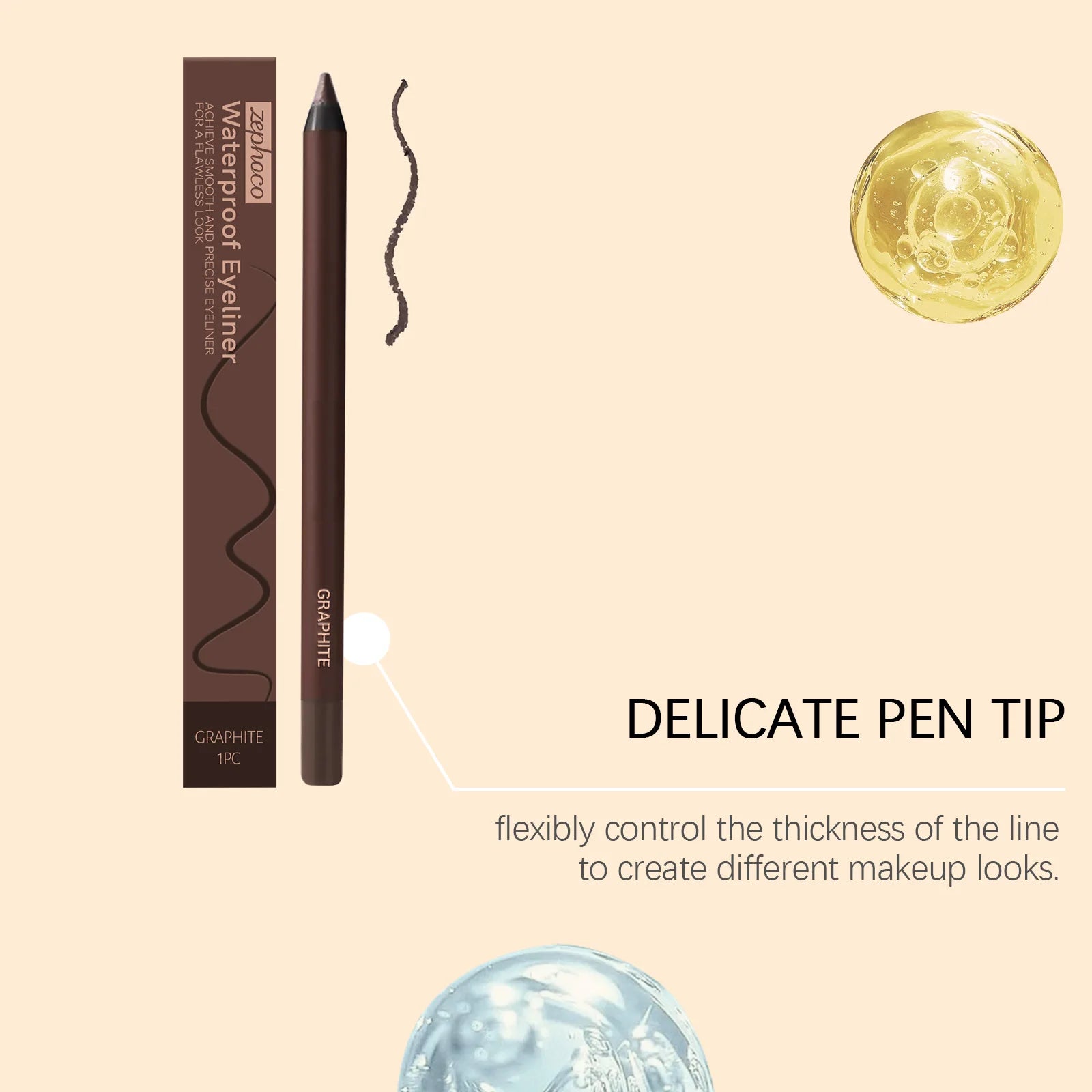 Waterproof Eyeliner Pen Colorfast Long Lasting Anti Smudge Quick Drying Sweat Resistant Smooth Portable Eye Liner Pen Eye Makeup Oasis Select