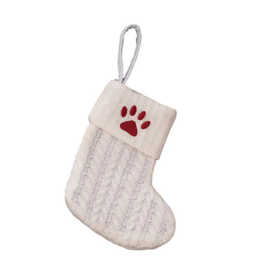 With Hanging Rope Christmas Stocking Children Candy Bag Beautiful Knitted Pendant White Snowflake Alphabet Christmas Tree Oasis Select Dog paw China Mainland