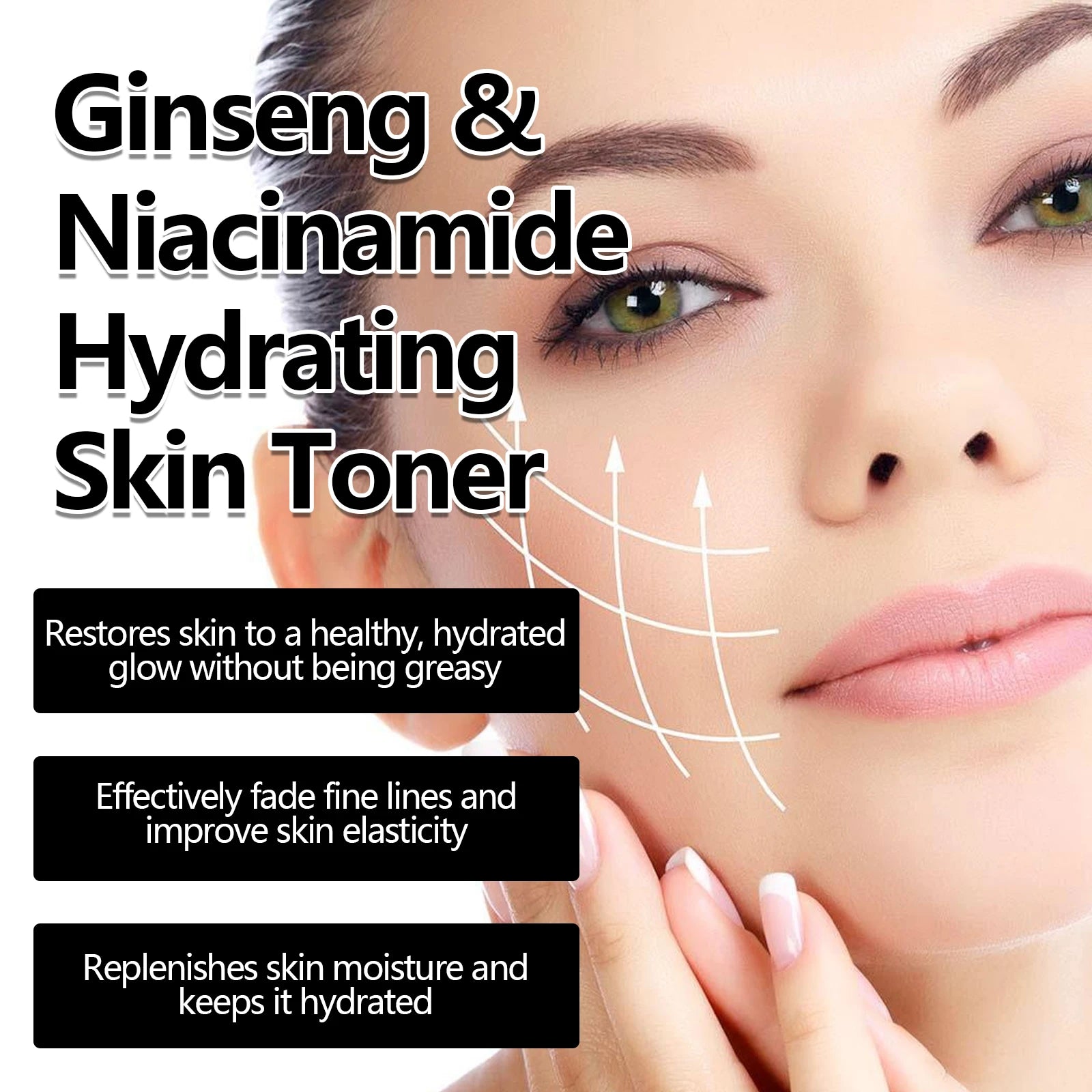 120ml Ginseng Facial Toner Shrink Pore Moisturizing Oil Control Nicotinamide Smoothing Whitening Facial Skin Care Toner Water Oasis Select