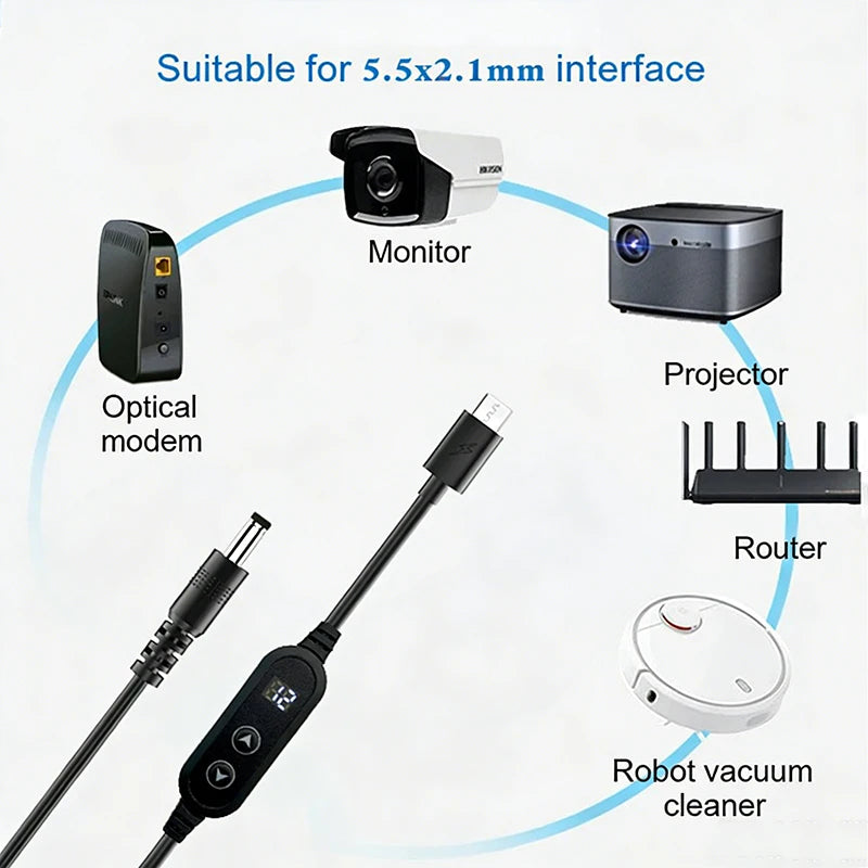 60W Type C To DC Power Boost Cable 5V To 20V 3A Max Boost Converter Cable Adapter For Wireless Router TV BOX Mini Speaker Fan Oasis Select