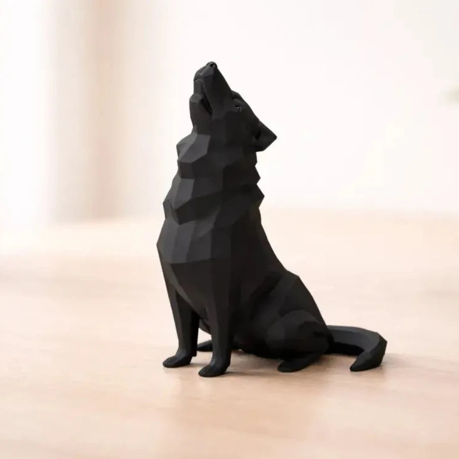 Poly Geometric Wolf Figurine Minimalist Resin Animal Decor Home Office Desktop Ornament Roaring of Hungry Wolves Idear Gift Oasis Select