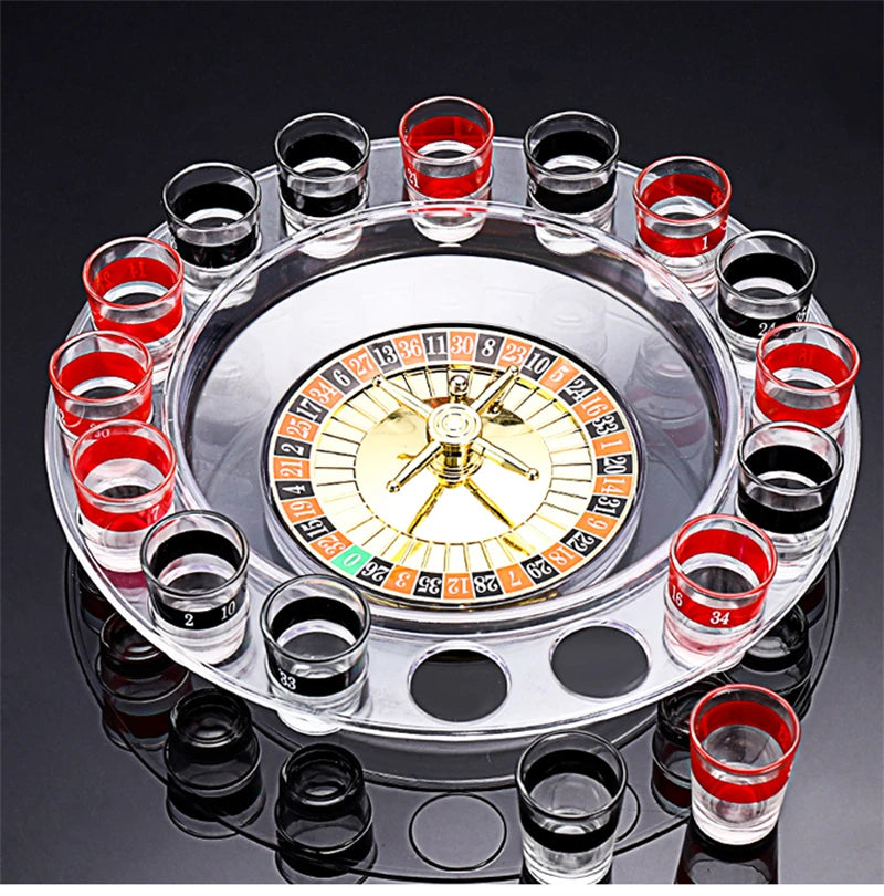 16 Glasses Transparent Glass Wine Cup Game Bar Drinking Game Whiskey Cocktail Bar Party Game Push Turntable Drinking Accessories Oasis Select