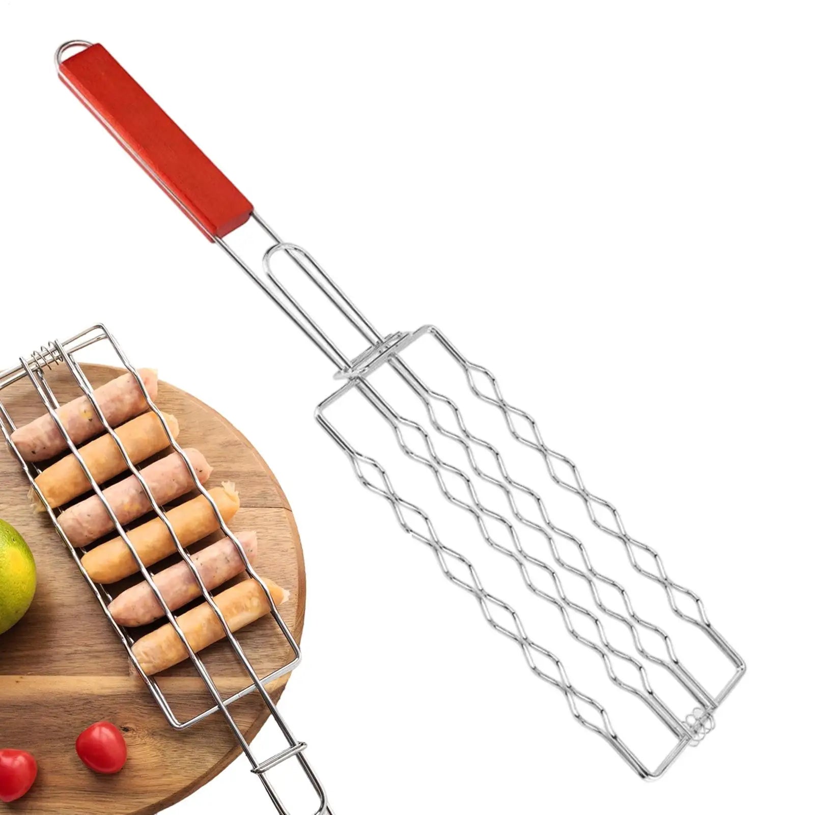 Portable Hot Dog Grill Basket 1pc Sausage Barbecue Net BBQ Tool Hot Dog Barbecue Rack Detachable Barbecue Net Clip BBQ Rack Oasis Select