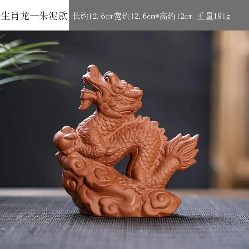 Zisha Twelve Zodiac Creative Tea Pet Ornaments Nurturable Tea Play Tea Accessories Cute Zodiac Small Ornaments Oasis Select Zhu Ni x Dragon
