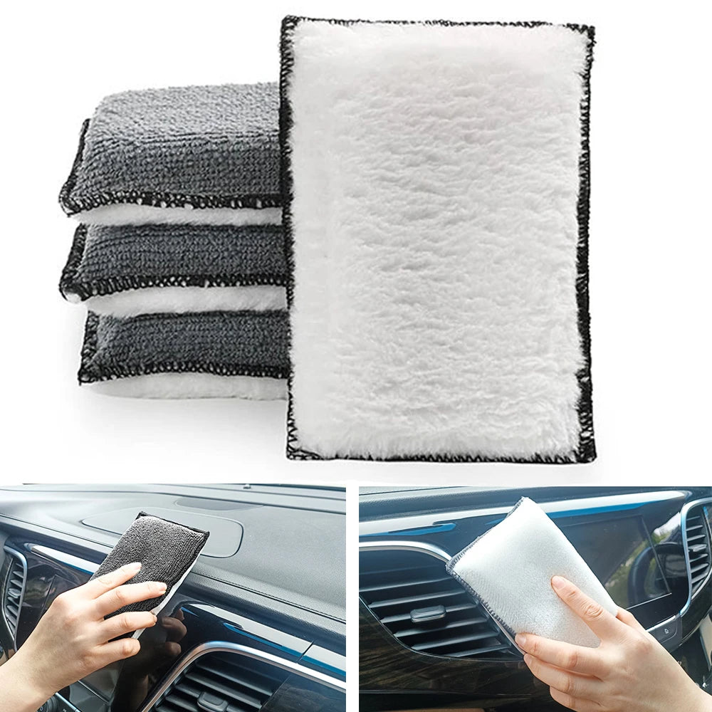 2-10Pcs Soft Double Side Microfiber Scrubbing Sponge Car Leather Cleaning Microfiber Towel Wax Sponge Auto Detailing Tools Oasis Select