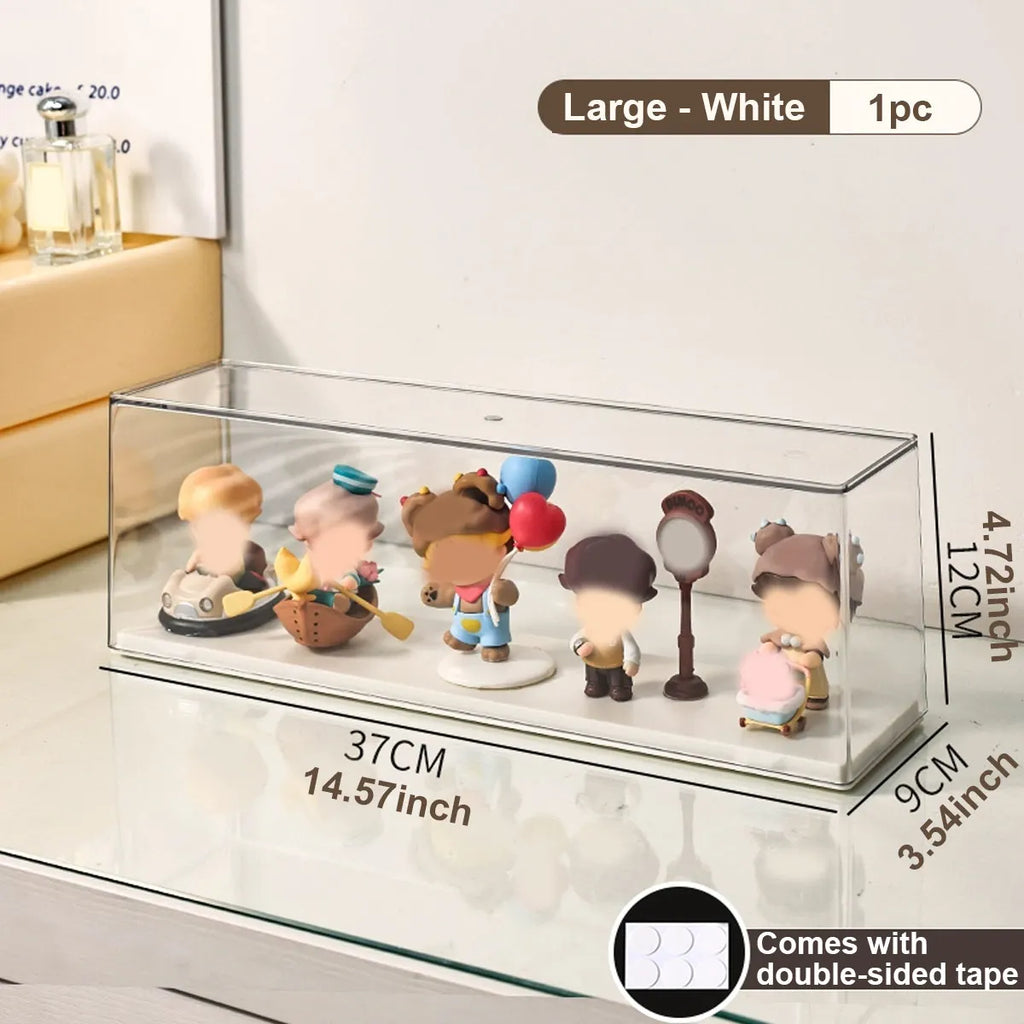 Transparent doll display cabinet, dust-proof storage box for collectibles, doll and doll display rack, stackable storage box Oasis Select Large - White