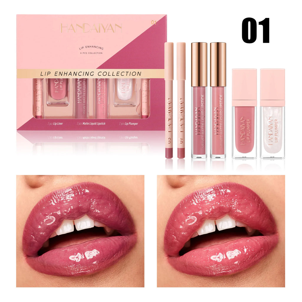 Matte Liquid Lipstick 6Pcs Set Waterproof Long Lasting Lip Plumper Hydrated Non Fade Makeup Gift Collection Oasis Select 01